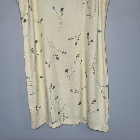 Teddi Vintage Dress Women’s Size 14 US Light Yellow Floral Shift Sleeveless - Picture 4 of 9